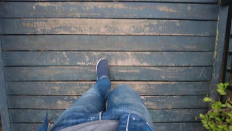 walking on a wooden deck