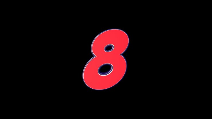 8, Eight, Number Comic Number, with Alpha Matte, Loop