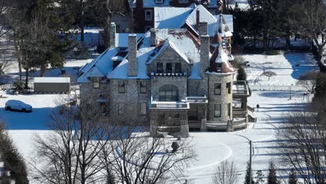 noble mansion in suburb of american town