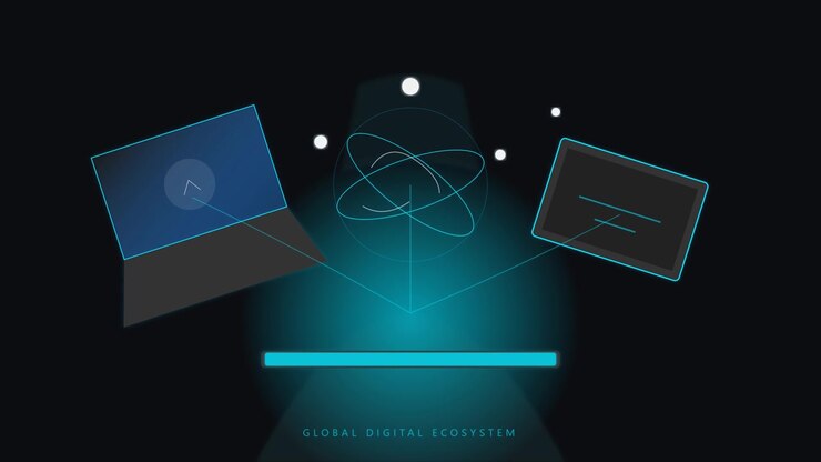 Digital Ecosystem Concept with Rotating Holographic Sphere and Connected Devices
