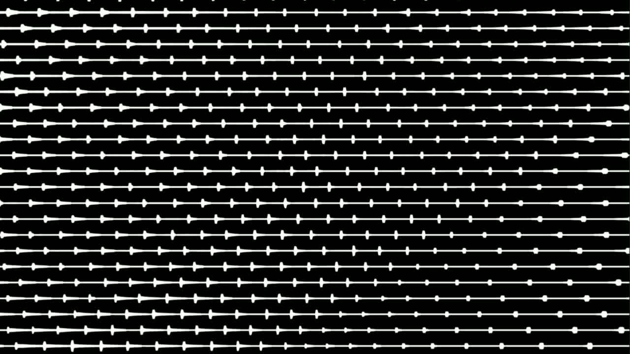 그물의 형태로 축을 중심으로 회전하는 검정색 배경에 흰색 선의 컴퓨터 애니메이션