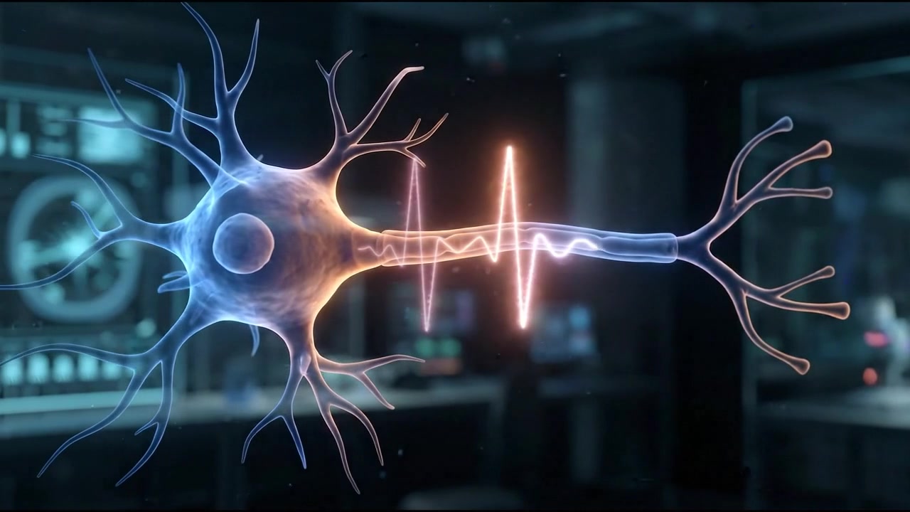 Neuron cell signal transmission neuroscience 3D hologram