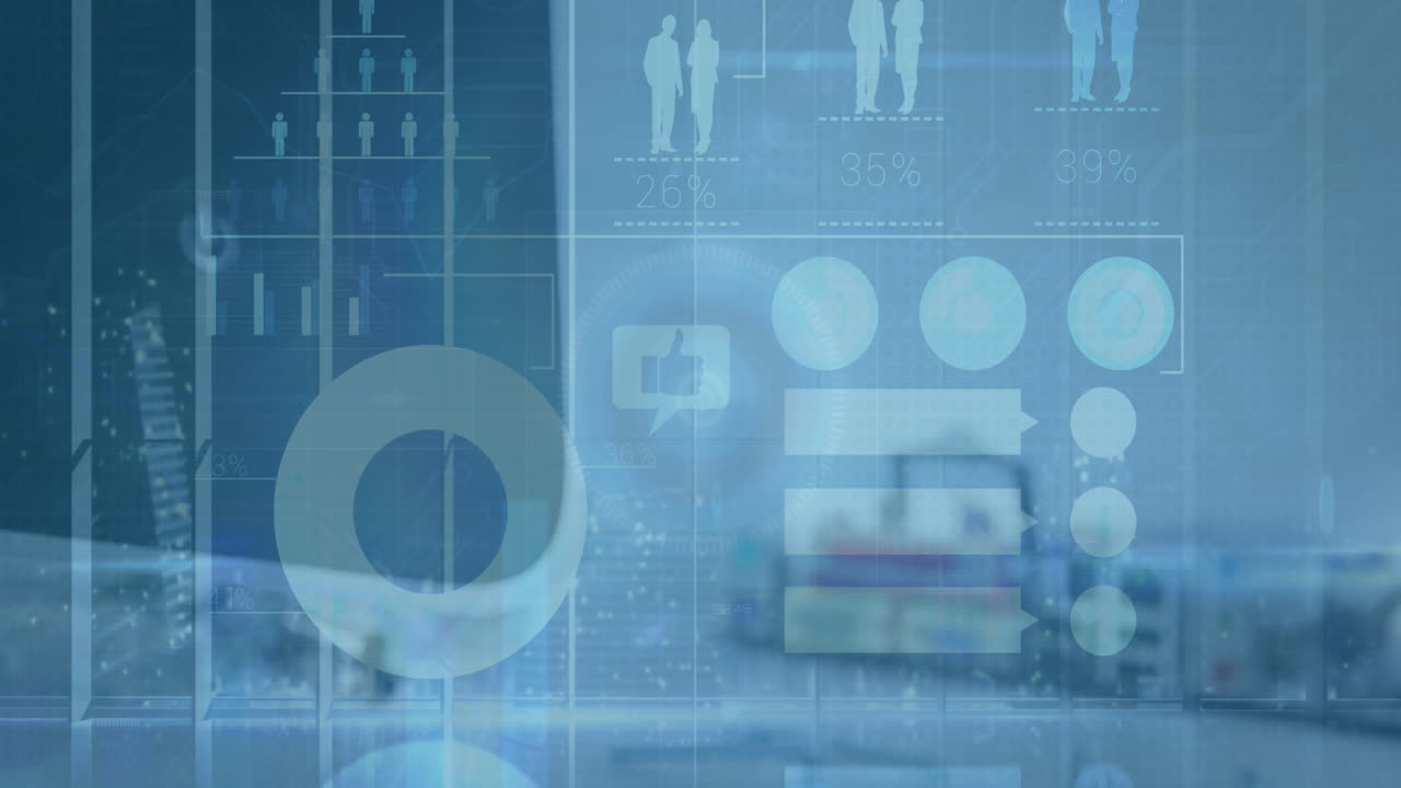 animación del procesamiento de datos financieros a través de la computadora.