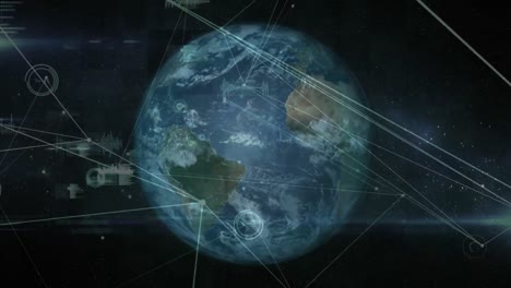 globo giratorio contra conexiones de datos y barras de sonido