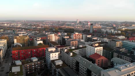 aerial cityscape view hisingen downtown apartment buildings complex, urban scenery