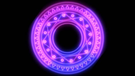 triangle shape power magenta and blue energy around and abstract star powerful ray magic circle rotate in the end