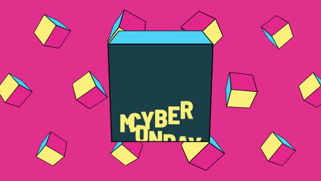 cyber lunes texto con el patrón de memphis