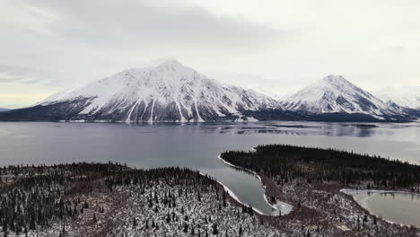 yukon kathleen lake in kluane national park, canada - drone shot