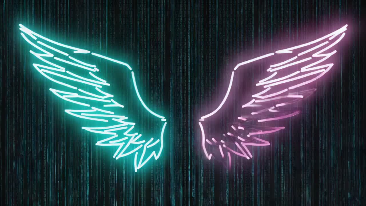 alas de ángel de neón