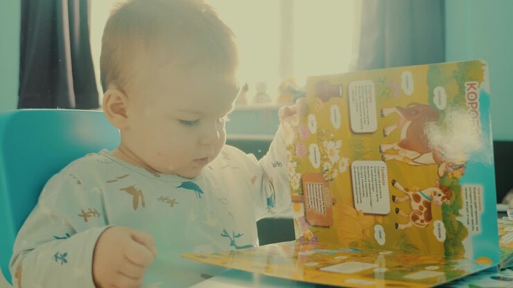 Child reading a book