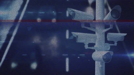 animación de una cámara de vigilancia con la carretera en el fondo