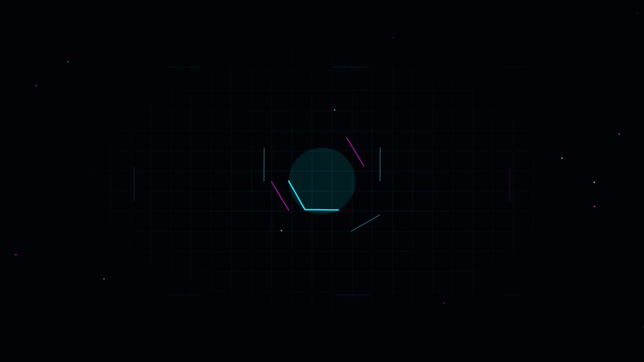 Abstract Digital HUD Interface with Rotating Geometric Elements