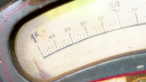 antique mercantile scales, detail of needle indicator dial