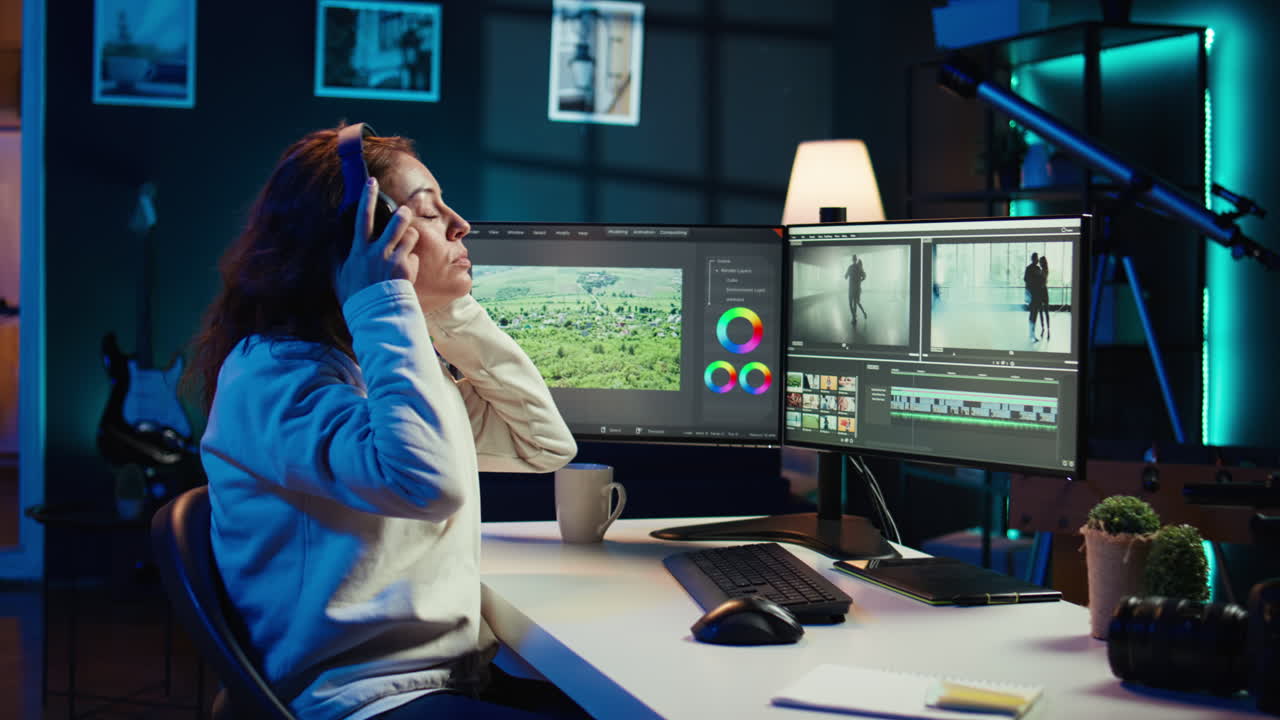 Video producer adds sound effects to film montage