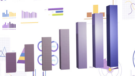 animación del procesamiento de datos financieros con gráficos sobre fondo blanco