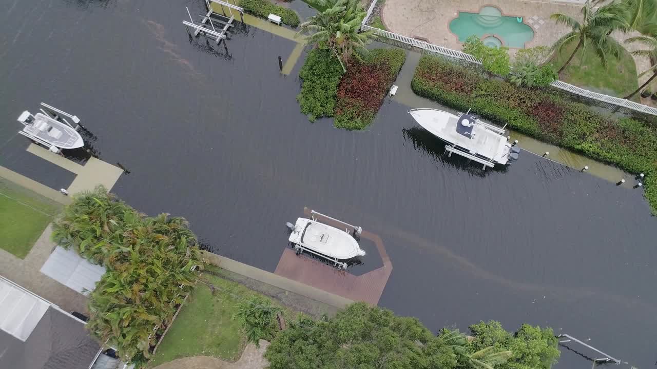 4k 드론 동영상 세인트 아이달리아 허리케인 폭풍의 홍수로 인한 홍수