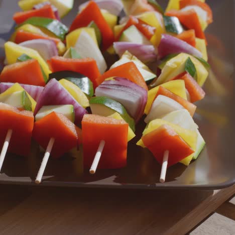 vegetable kebabs with assorted fresh vegetables