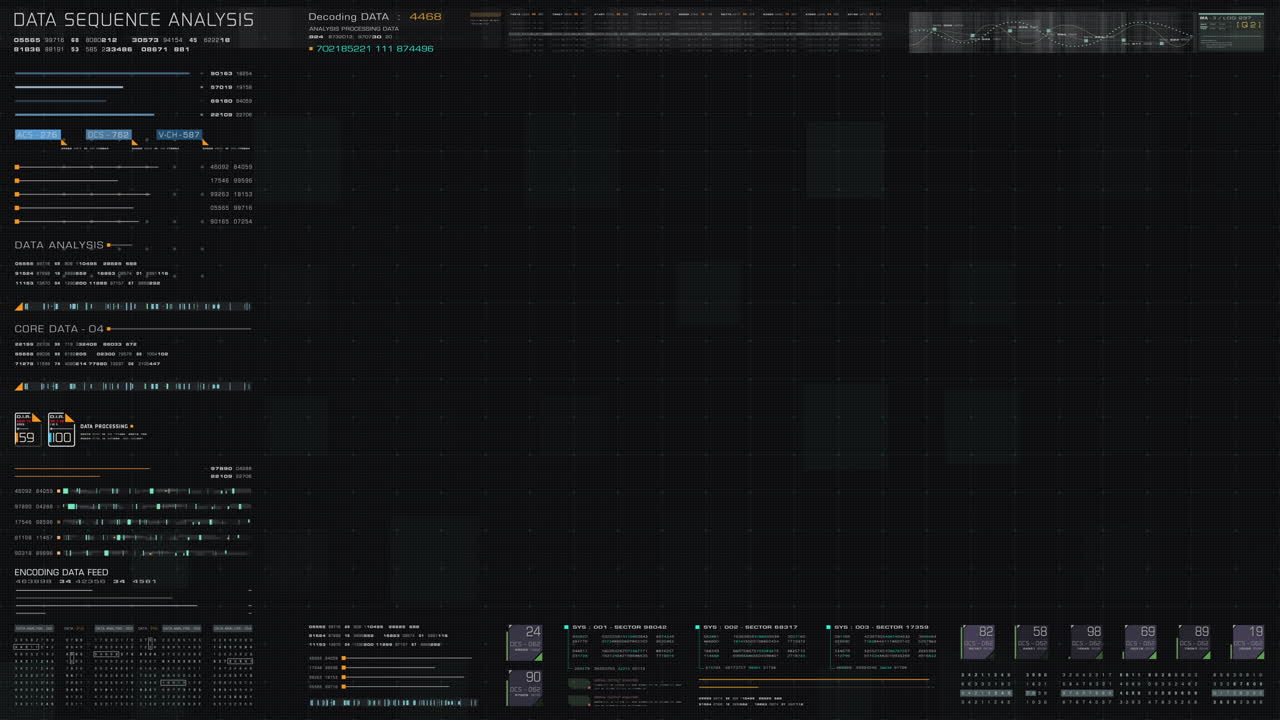Futuristic motion graphic user interface head up display blank screen template with digital data telemetry information display for graphic overlay