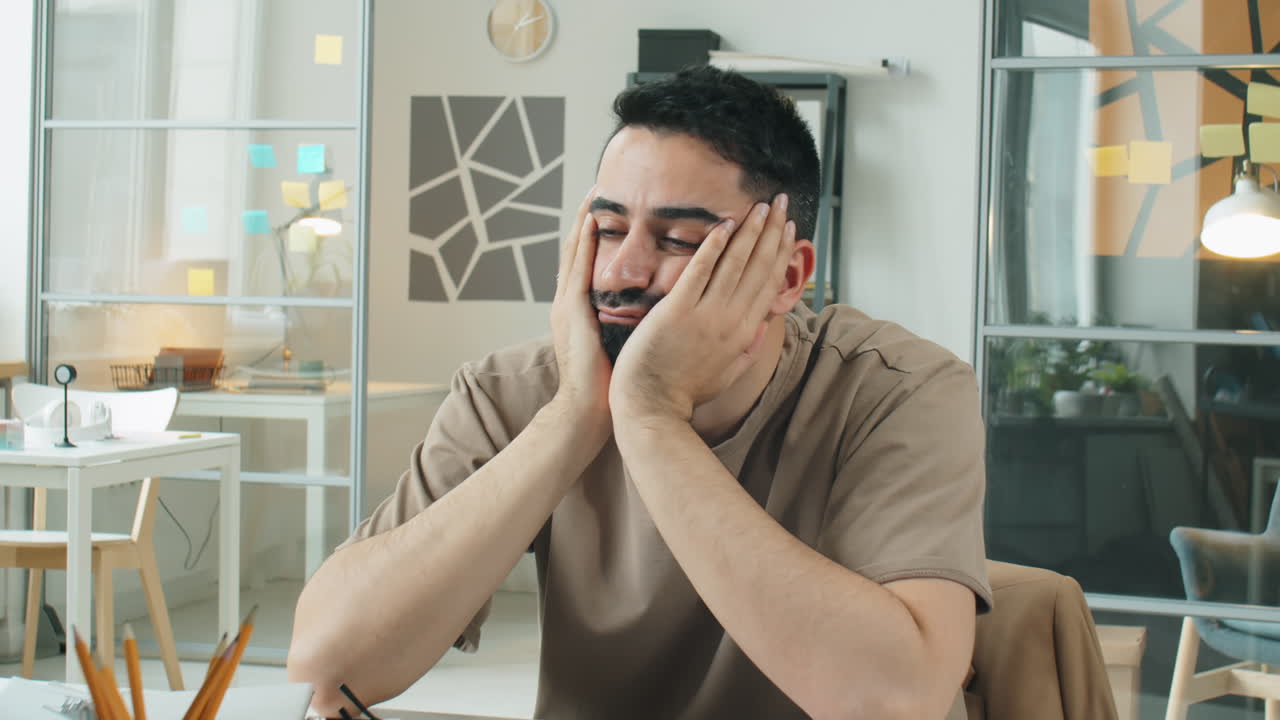 Time Lapse of Bored Businessman Sitting in Office