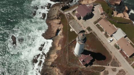 Aerial-of-Pigeon-Point-Lighthouse-on-Pacific-Coast-Highway-near-Half-Moon-Bay-on-California-Coast