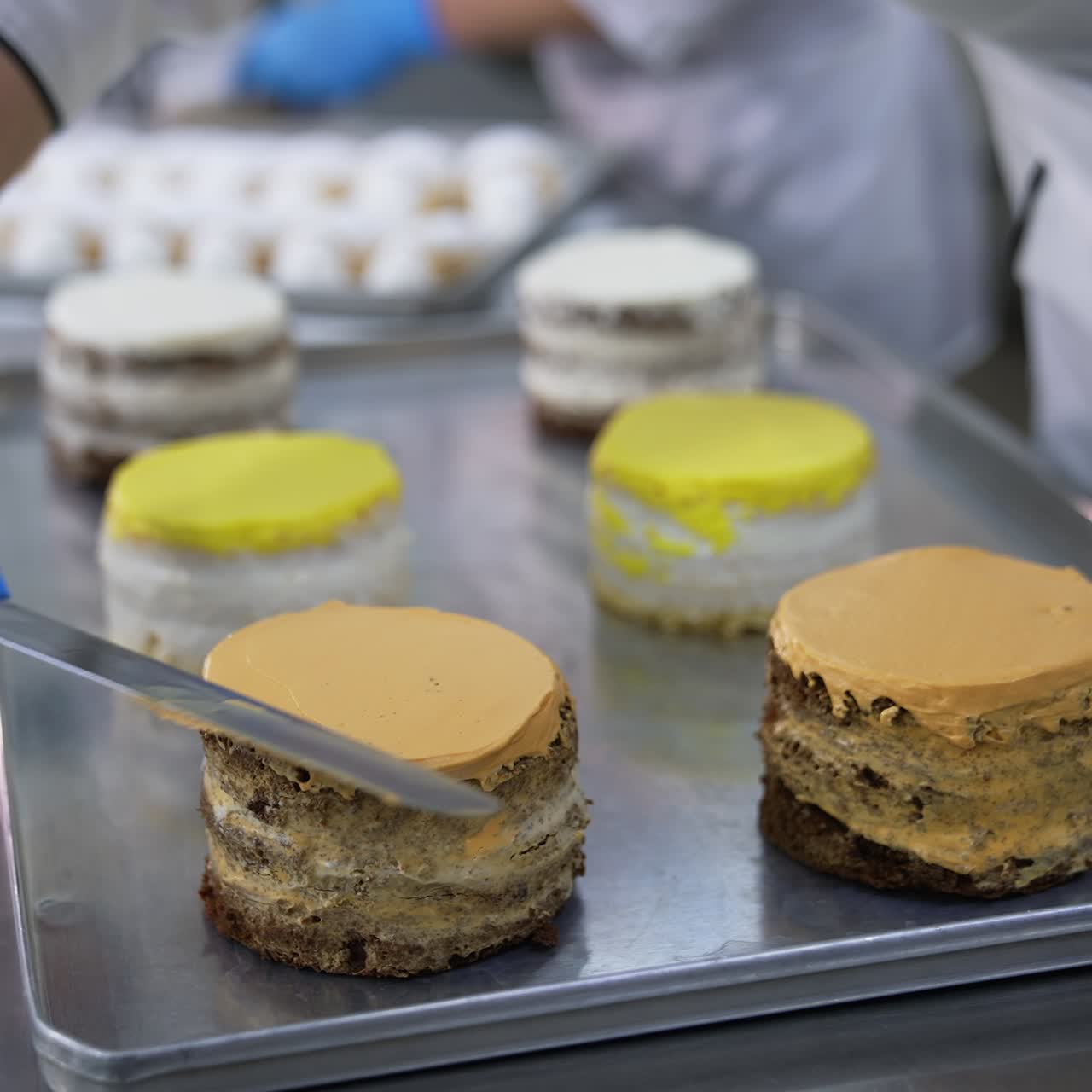 Making sweet cakes. Cream cooking pastry desserts