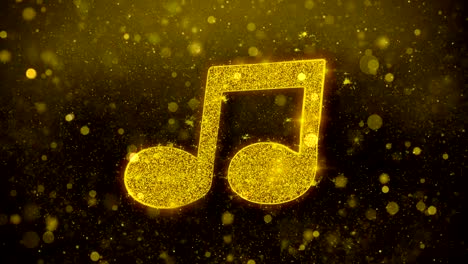 music chord icon golden glitter shine particles.