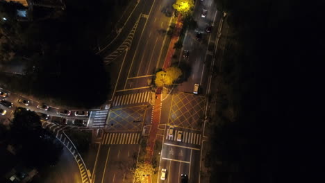aerial view of sumare avenue, at night, sao paulo, brazil