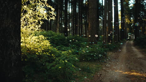 soap bubbles in a forest