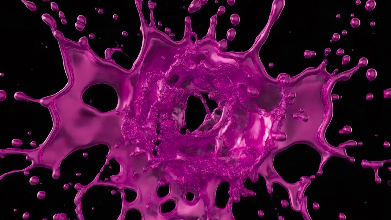Schizzo di liquido rosa che esplode su sfondo nero