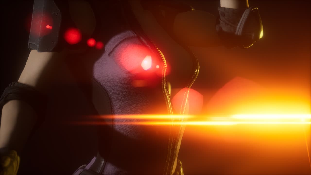 mujer joven cyberpunk, estilo futurista