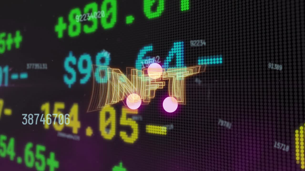 숫자 처리 및 통계와 함께 nft 텍스트의 애니메이션