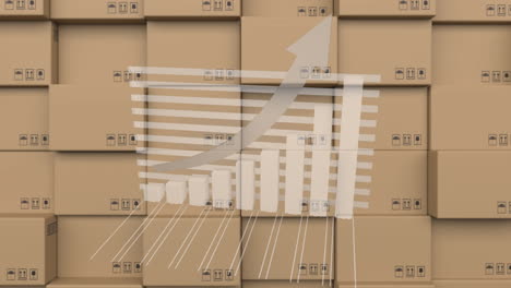 animación del procesamiento de estadísticas sobre cajas de cartón