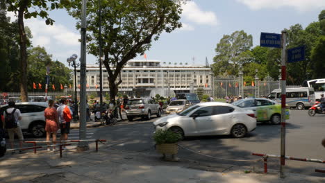 clip outside of independence palace in ho chi minh city, vietnam.