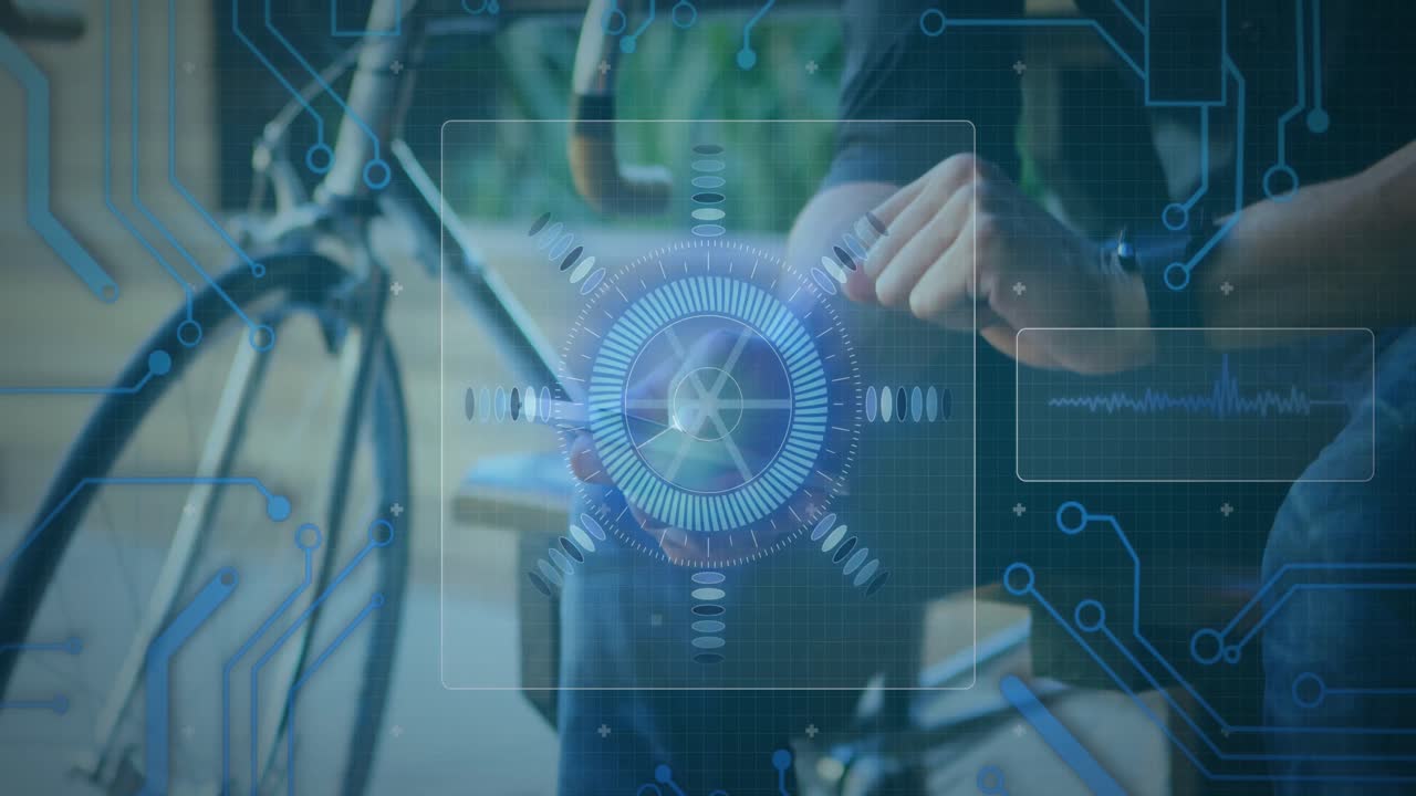 스마트폰과 스마트워치를 사용하여 스 스캔과 데이터 처리의 애니메이션