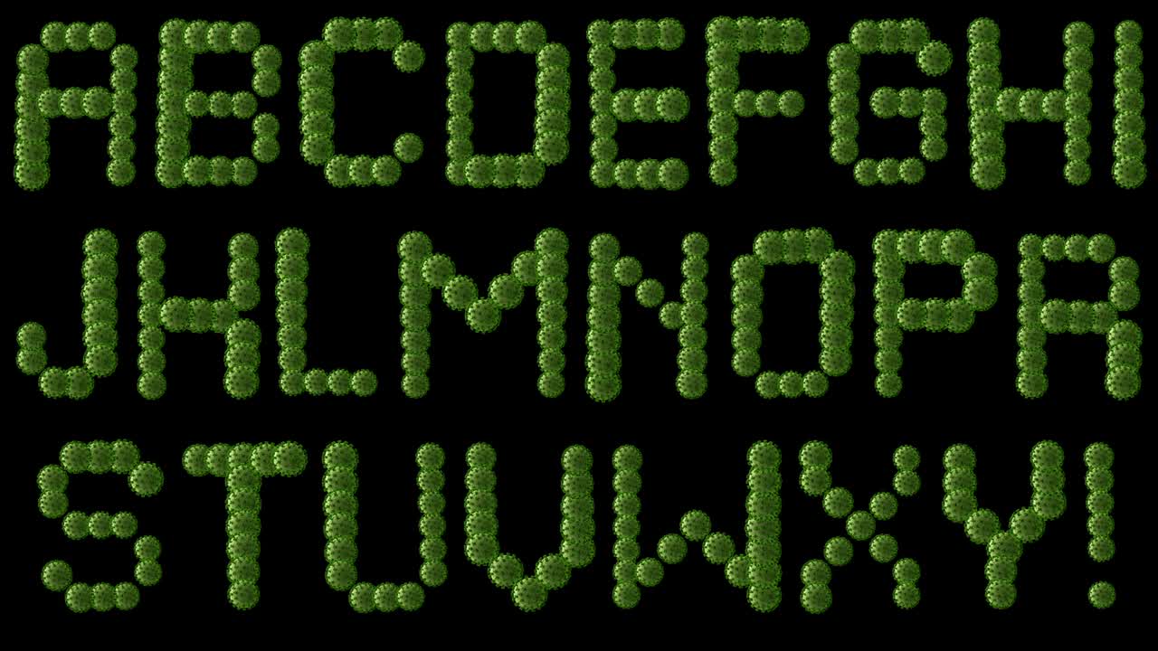 바이러스 문자, 3d, 애니메이션 알파, 단어와 문장을 구성하는 세트, 알파 채널, 루프