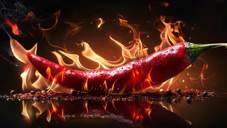 red hot chili pepper on fire