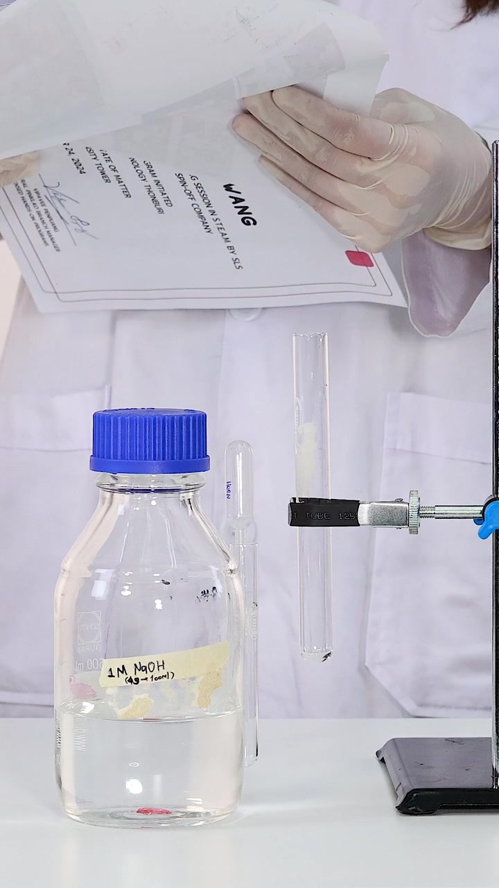 Uno scienziato sistema documenti e attrezzature per l'esperimento