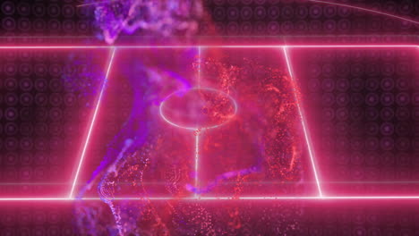 neon-lit soccer field with swirling particles animation