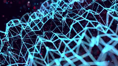 las partículas de brillo abstractas forman objetos 3d en el espacio. el bucle vj como bg del espacio digital virtual. las partículas forman forma holoram como concepto de big data, red o espacio vr. diseño de movimiento de ciencia ficción bg. plano