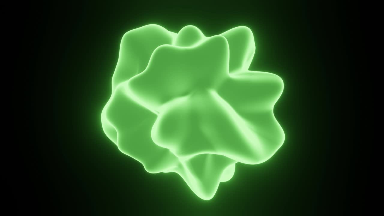 어두운 공간에서 떠다니는 물체와 같은 반이는 형광 녹색 방울입니다.