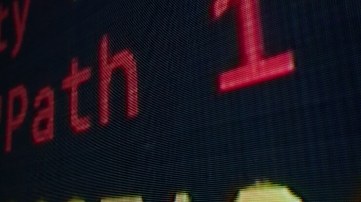 Close-up of a Digital Display Showing Numbers and Text
