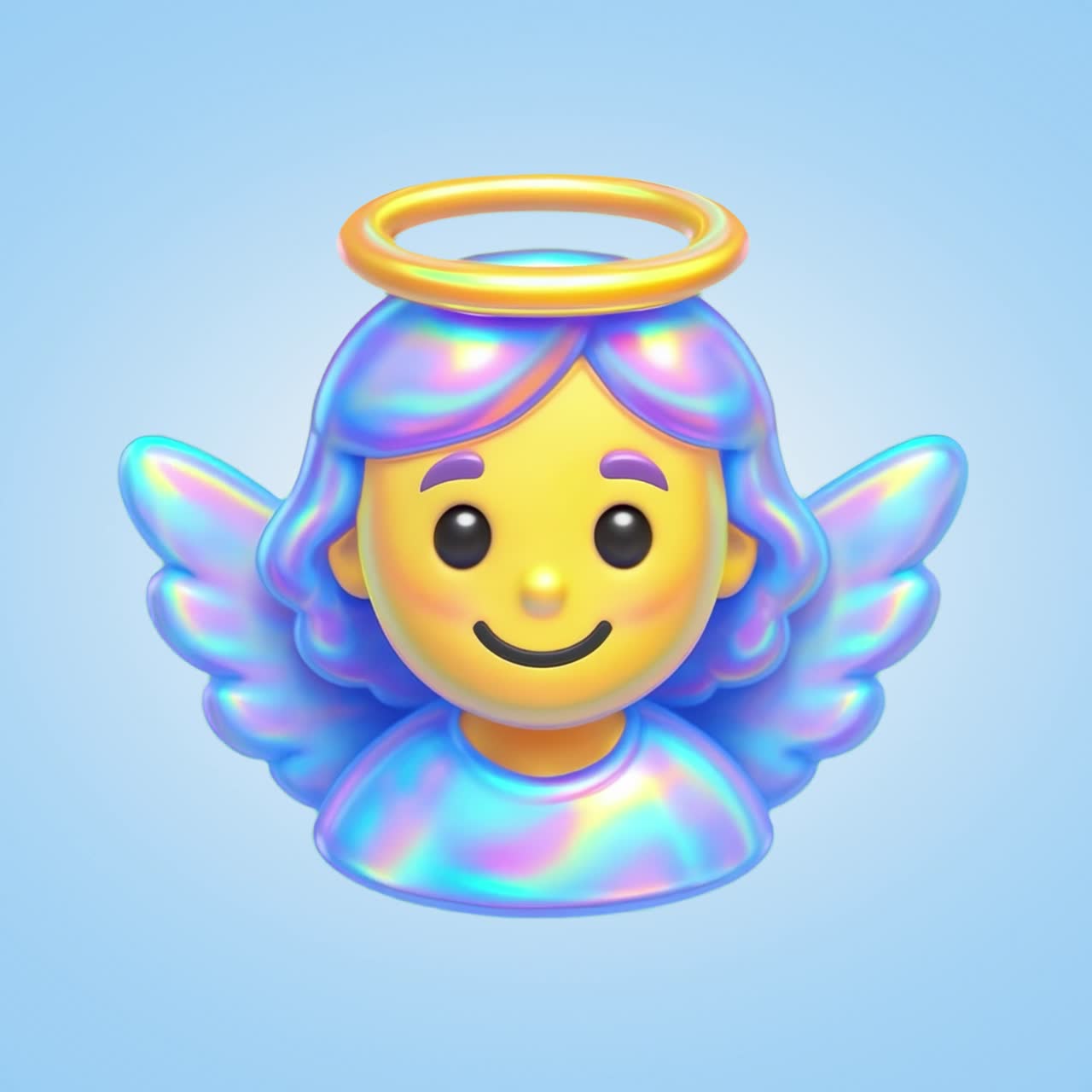 Colorful angel emoji illustration animation isolated asset, transparent 4K video, alpha channel