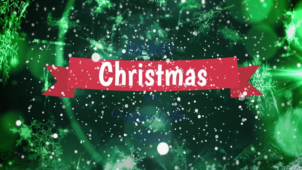 크리스마스 텍스트 위에 내리는 눈의 애니메이션