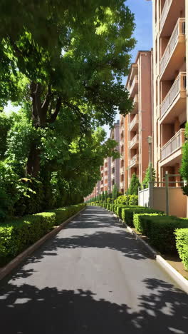 residential street with lush green landscaping