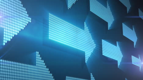animación de la interfaz digital con flechas azules brillantes