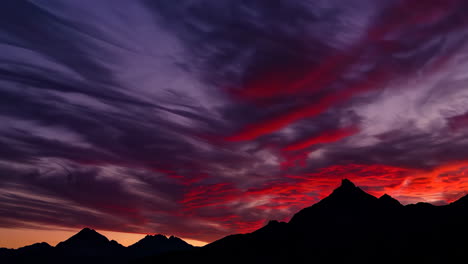 dramatic sunset over mountain peaks