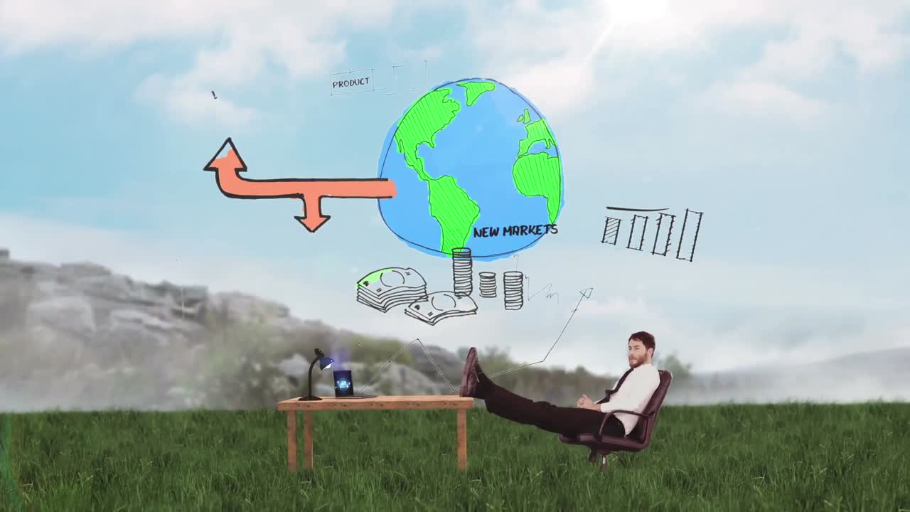 웃고 있는 사업가 가 휴식을 취하고 있다