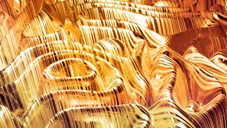 fondo abstracto en bucle con patrón líquido dorado brillante y ondulado en una superficie brillante y brillante. fluido amarillo viscoso como la superficie de papel dorado o vidrio brillante. hermoso telón de fondo festivo creativo.