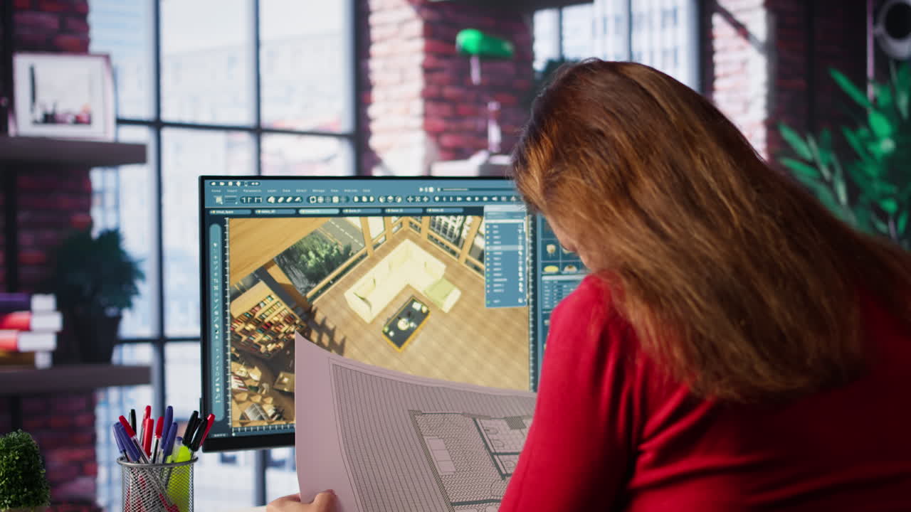 Architect working on interior design