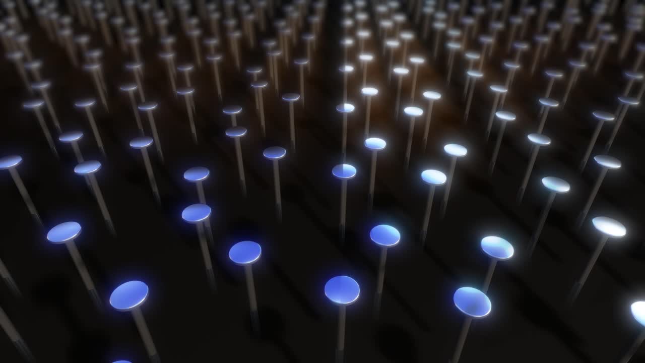 Abstract Pattern of Nails with Glowing Circles